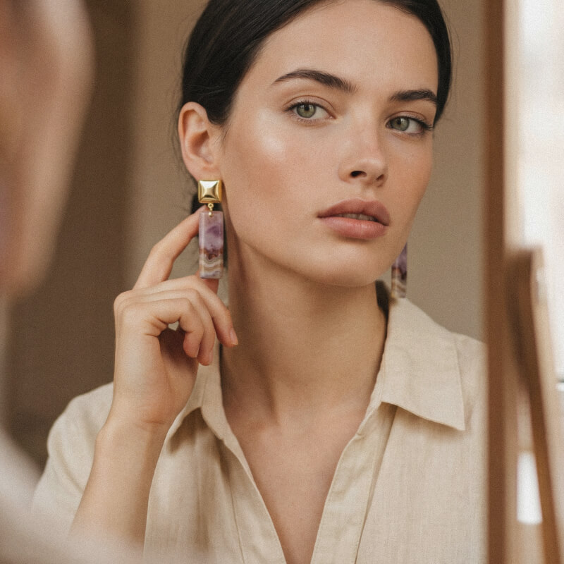 Серьги с канадским аметистом